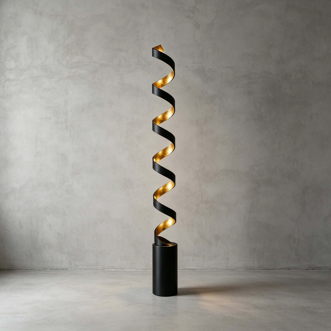 Velisse Floor Lamp - Modern Black and Gold LED Spiral Design