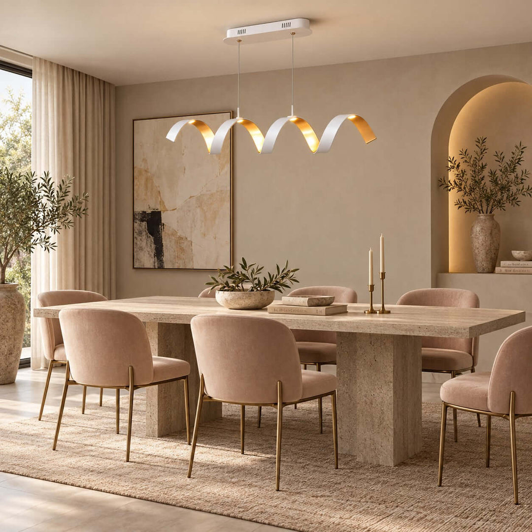Velisse Linear Chandelier | Modern Wave Light for Kitchen Island