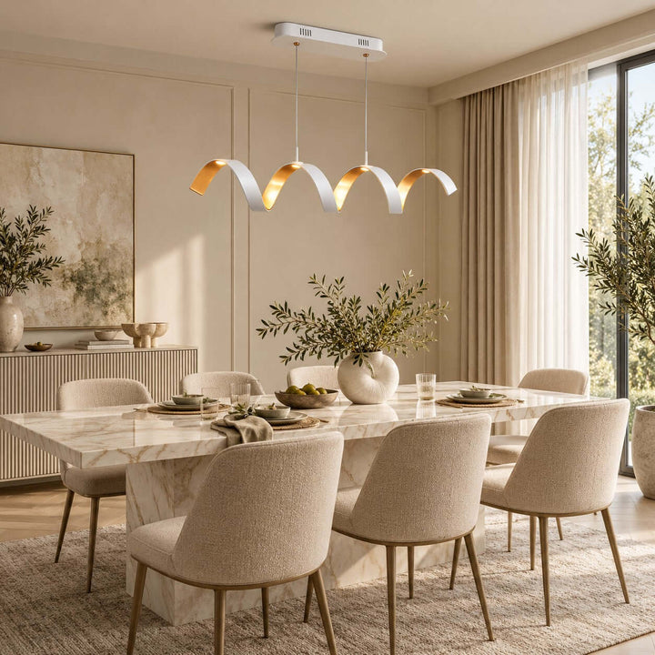 Velisse Linear Chandelier | Modern Wave Light for Kitchen Island