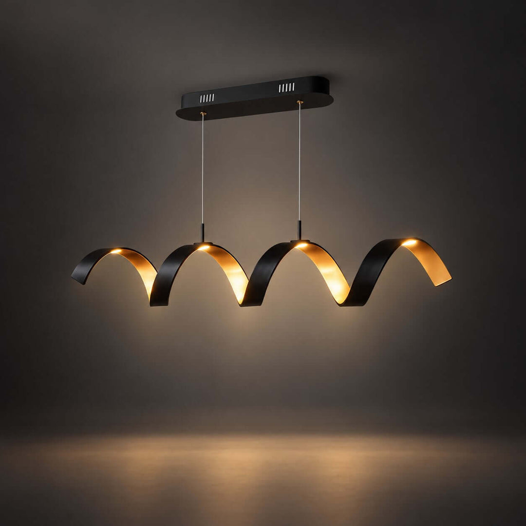 Velisse Linear Chandelier | Modern Wave Light for Kitchen Island
