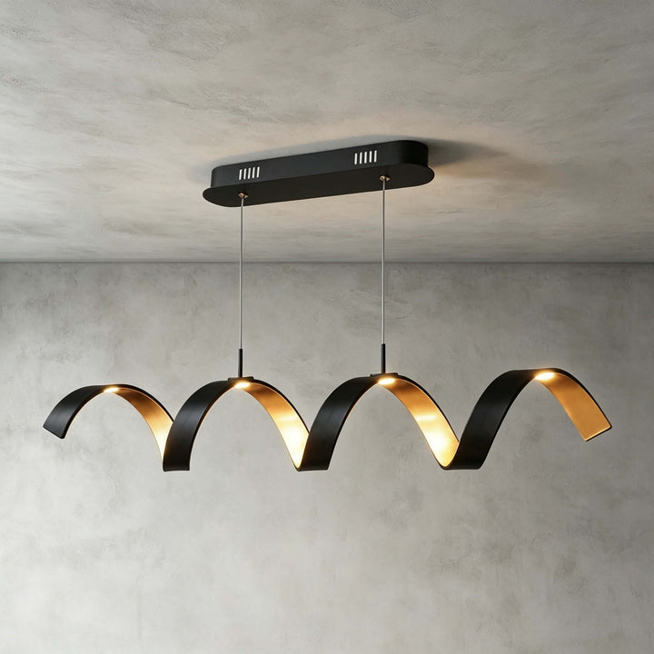 Velisse Linear Chandelier | Modern Wave Light for Kitchen Island