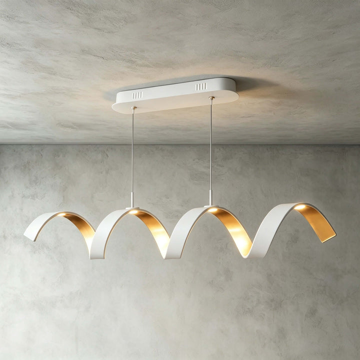 Velisse Linear Chandelier | Modern Wave Light for Kitchen Island