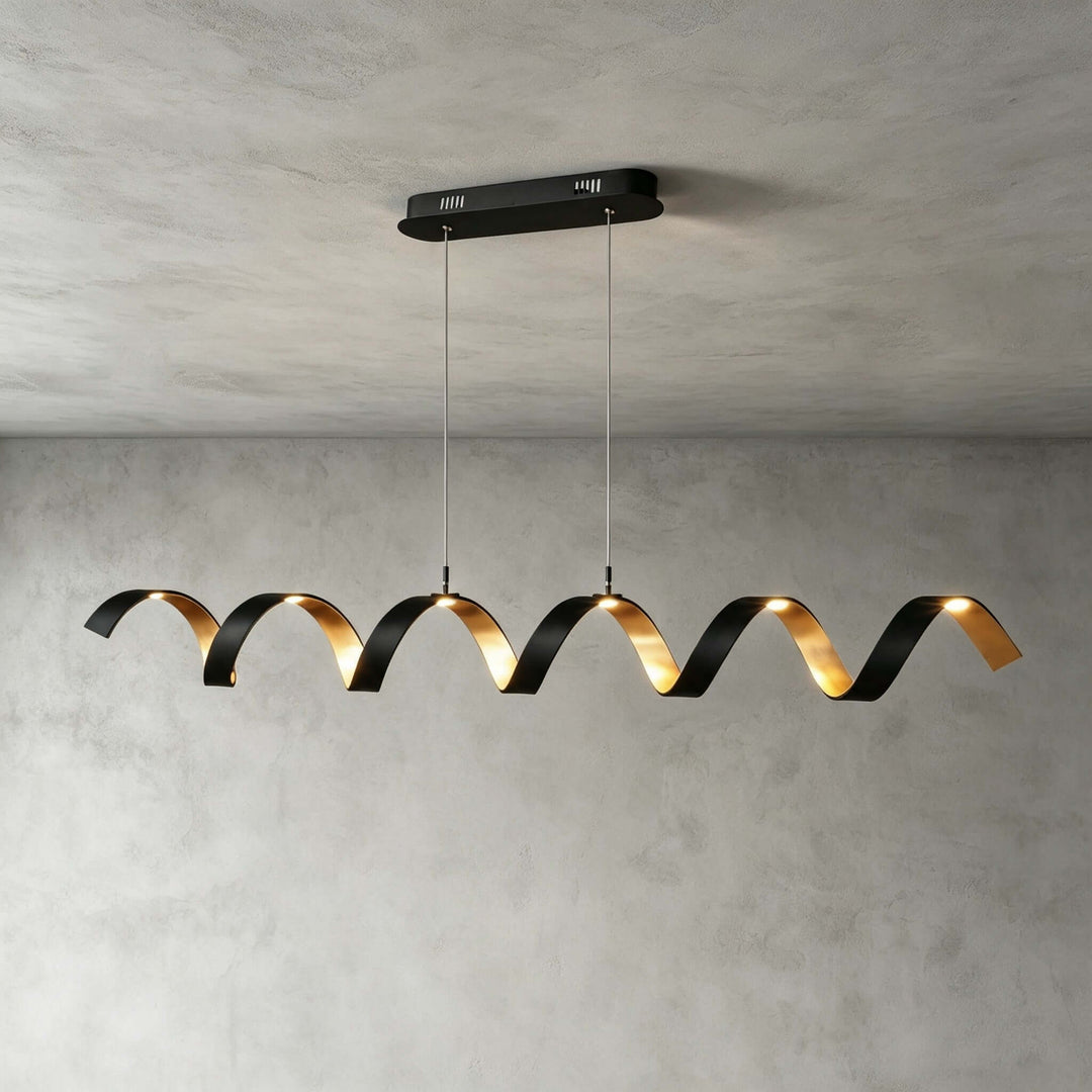 Velisse Linear Chandelier | Modern Wave Light for Kitchen Island