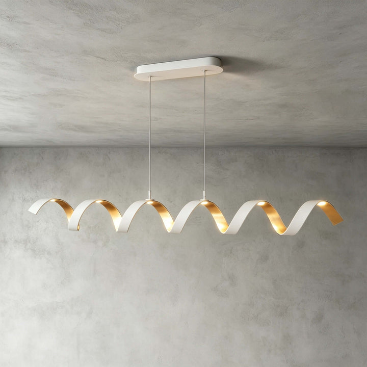 Velisse Linear Chandelier | Modern Wave Light for Kitchen Island