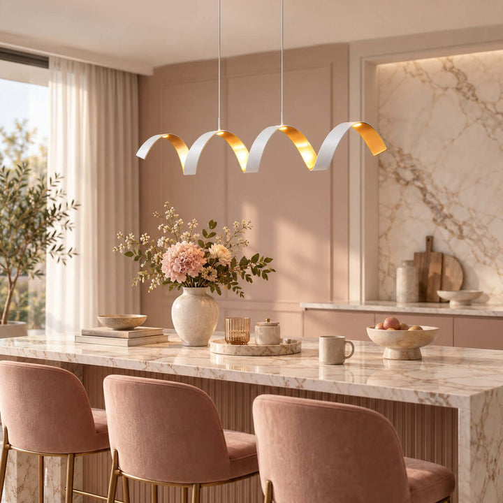 Velisse Linear Chandelier | Modern Wave Light for Kitchen Island
