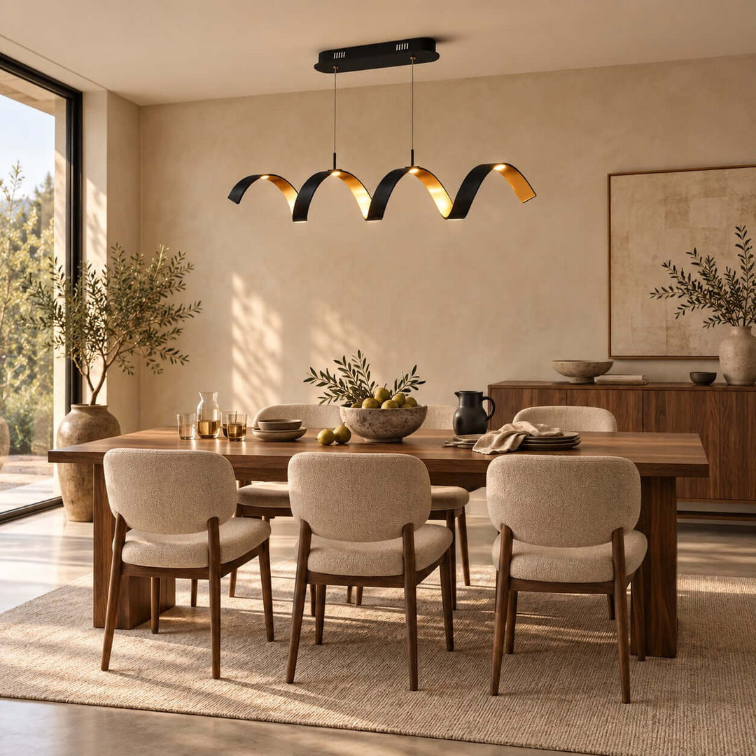 Velisse Linear Chandelier | Modern Wave Light for Kitchen Island