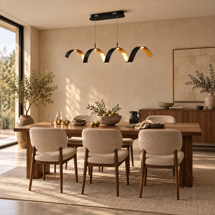 Velisse Linear Chandelier | Modern Wave Light for Kitchen Island