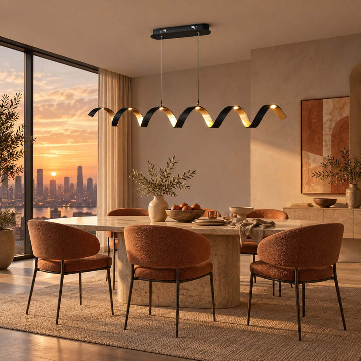 Velisse Linear Chandelier | Modern Wave Light for Kitchen Island