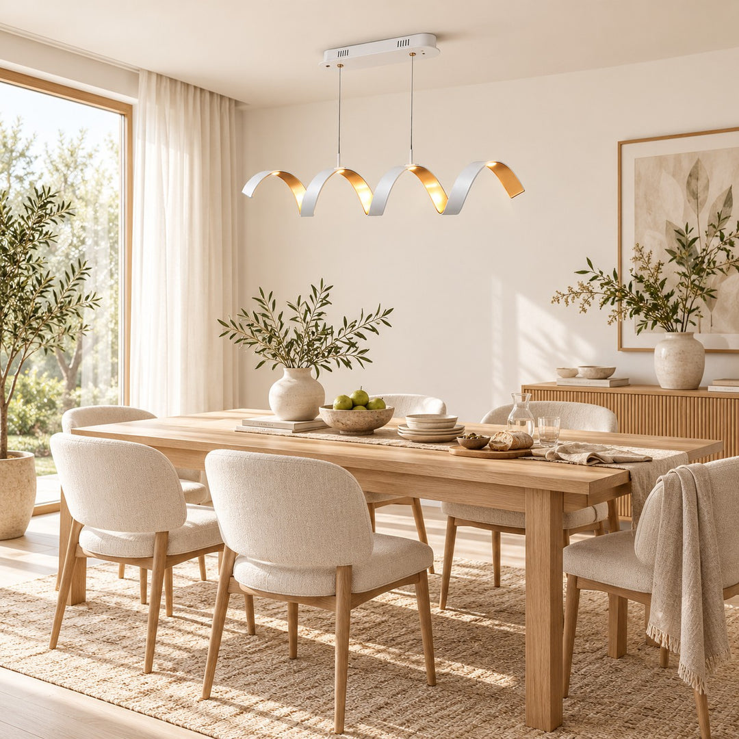 Velisse Linear Chandelier | Modern Wave Light for Kitchen Island