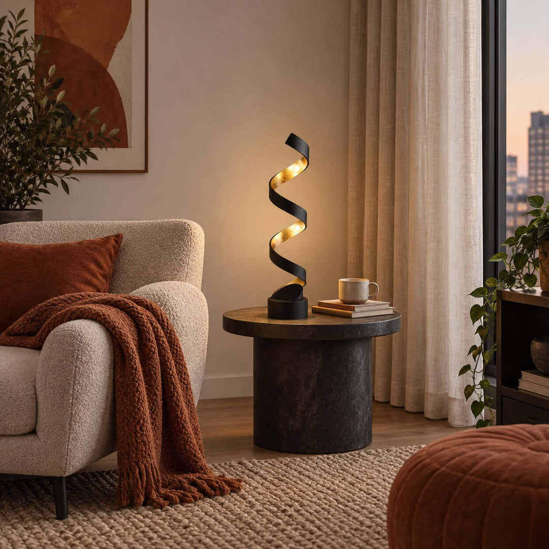 Velisse Modern Black and Gold Table Lamp for Bedroom &amp; Office
