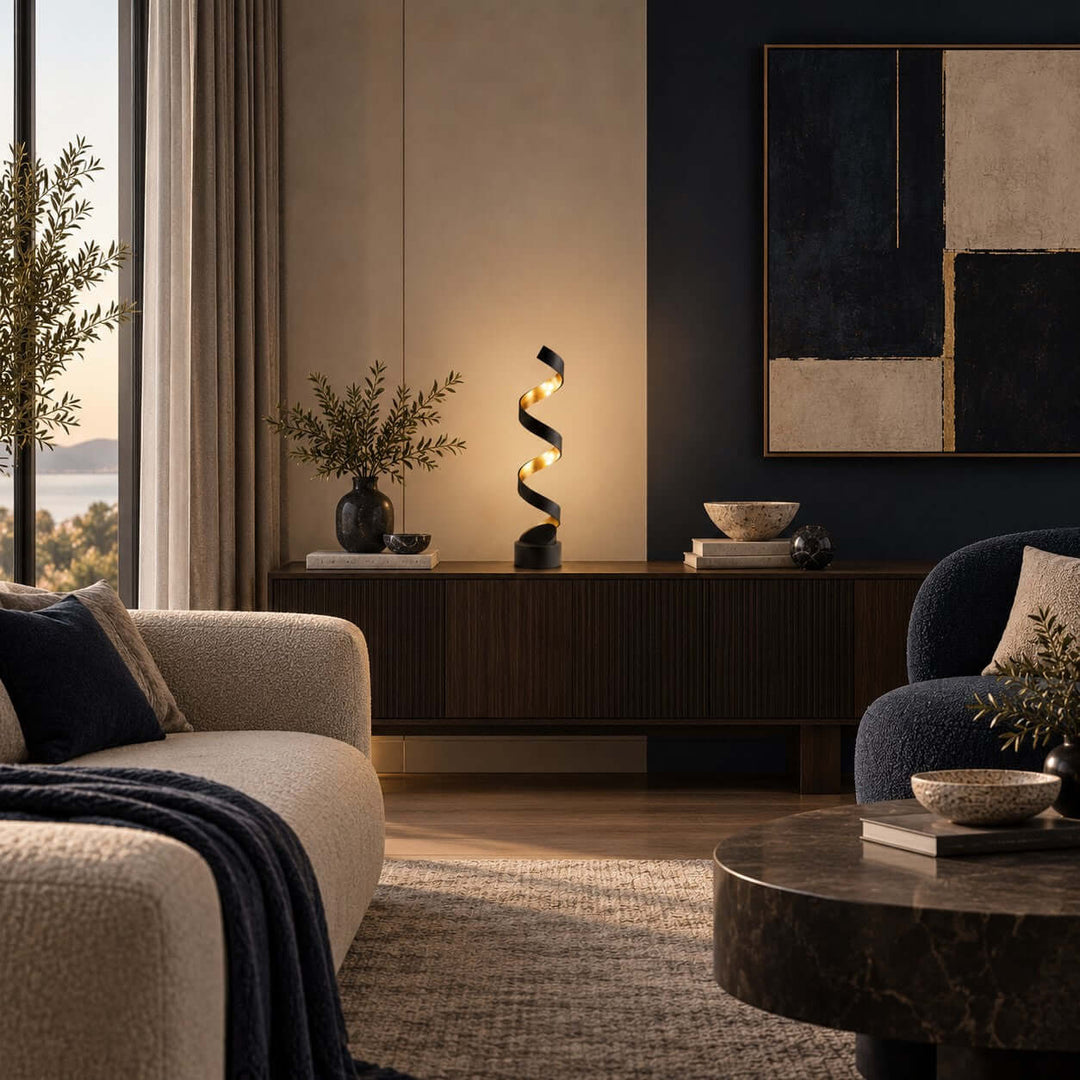 Velisse Modern Black and Gold Table Lamp for Bedroom &amp; Office