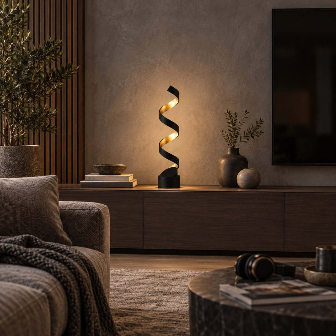 Velisse Modern Black and Gold Table Lamp for Bedroom &amp; Office