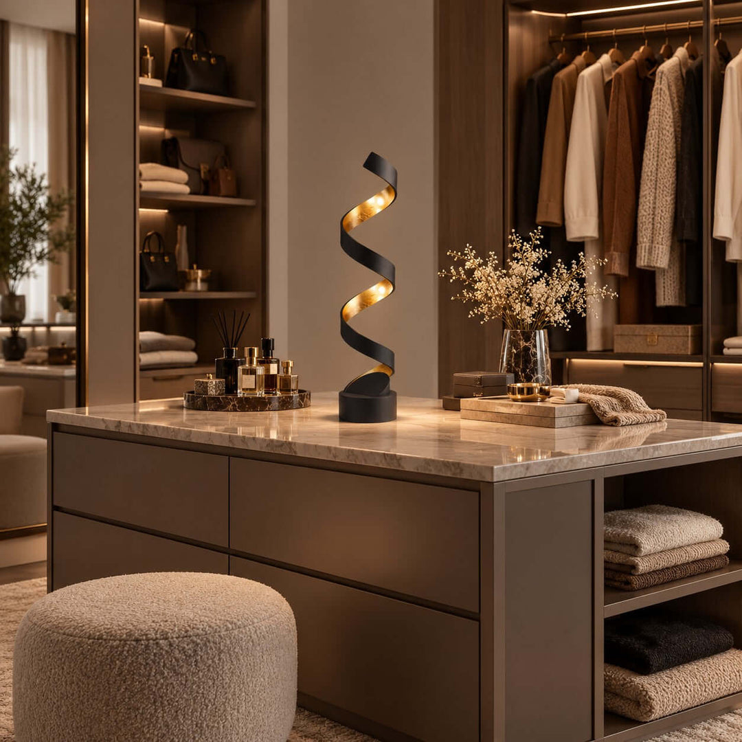 Velisse Modern Black and Gold Table Lamp for Bedroom &amp; Office