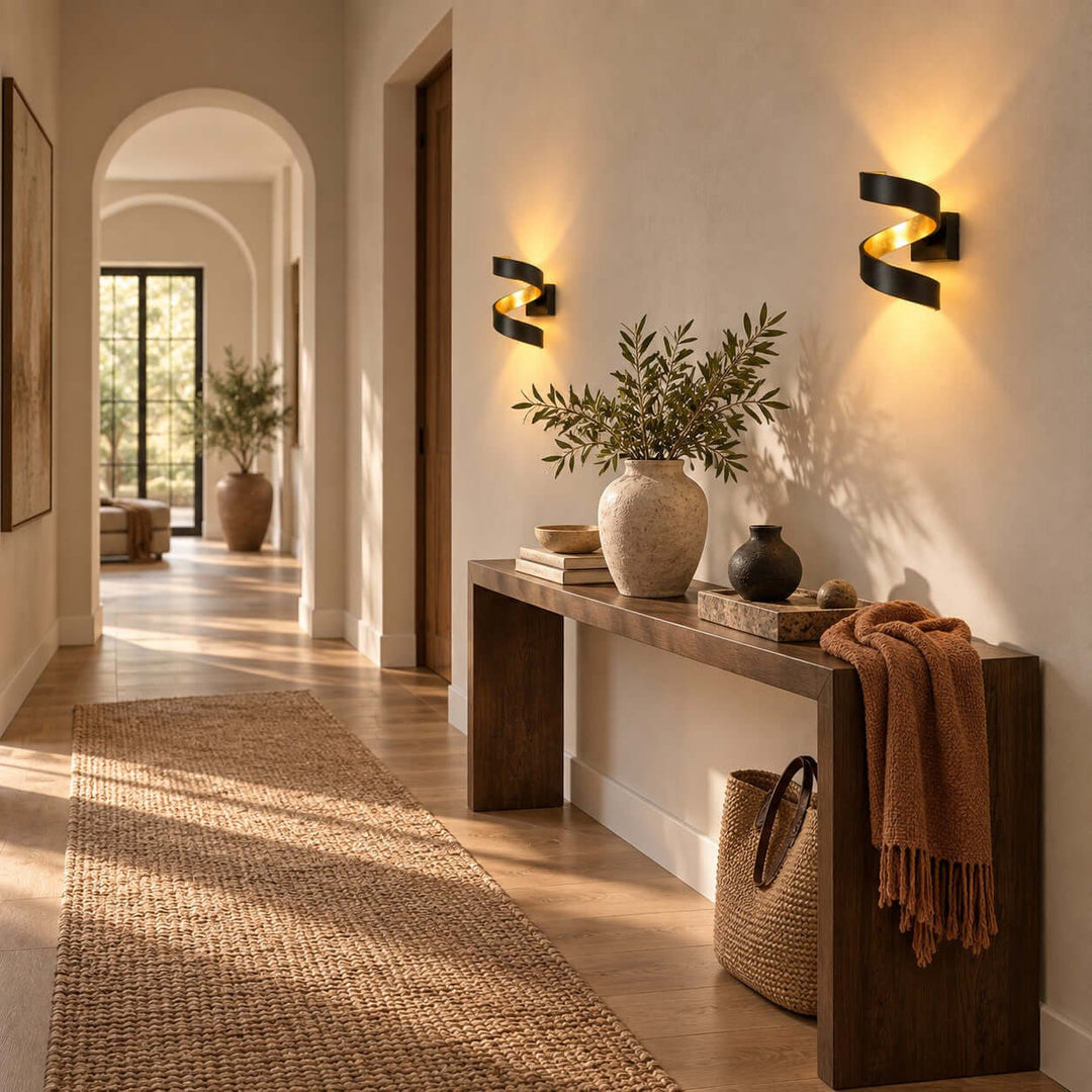 Velisse Wall Sconce - Modern Black and Gold Spiral Wall Sconce