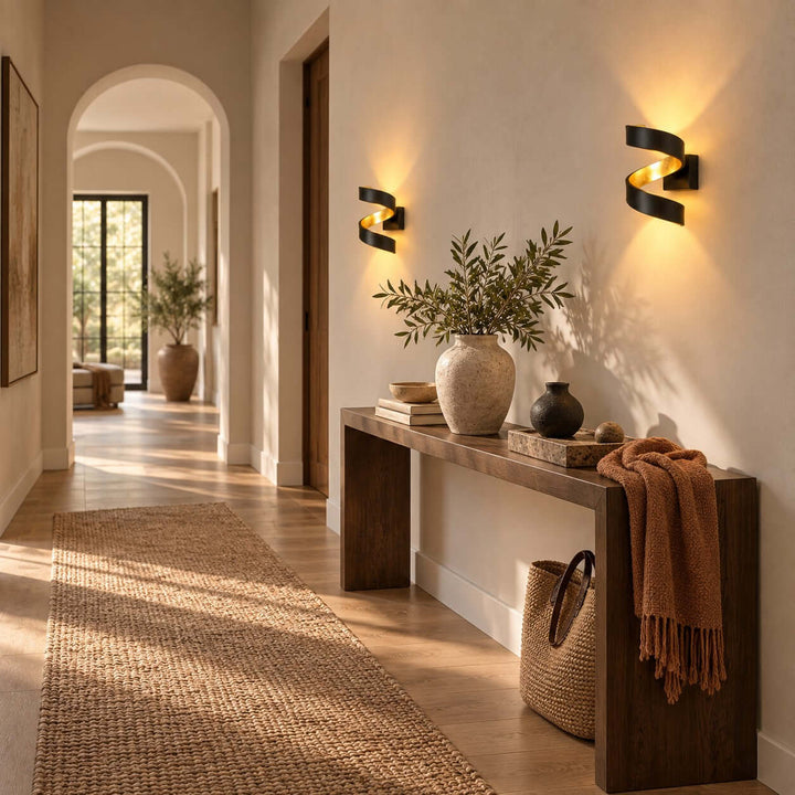 Velisse Wall Sconce - Modern Black and Gold Spiral Wall Sconce