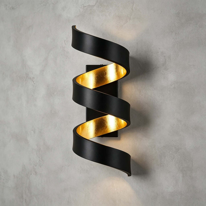 Velisse Wall Sconce - Modern Black and Gold Spiral Wall Sconce