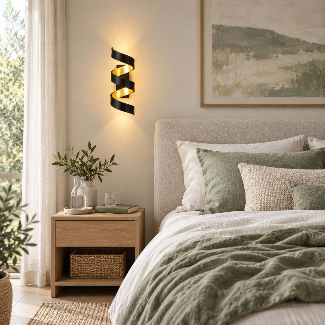 Velisse Wall Sconce - Modern Black and Gold Spiral Wall Sconce