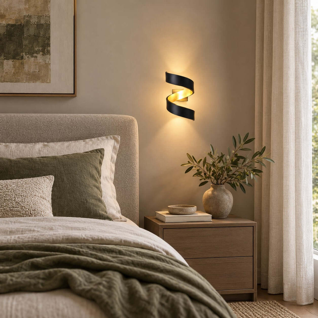 Velisse Wall Sconce - Modern Black and Gold Spiral Wall Sconce