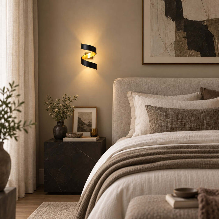 Velisse Wall Sconce - Modern Black and Gold Spiral Wall Sconce
