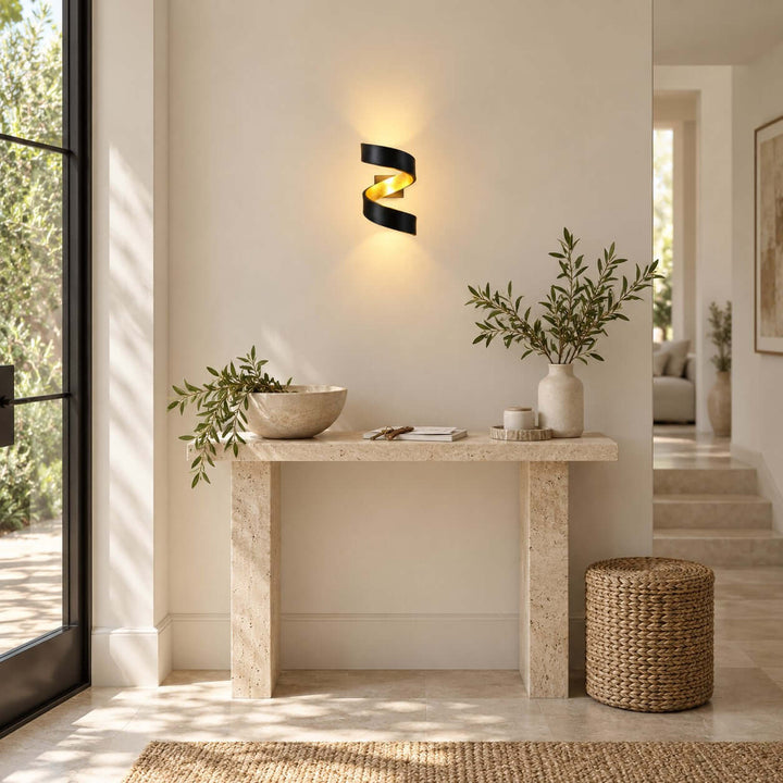 Velisse Wall Sconce - Modern Black and Gold Spiral Wall Sconce