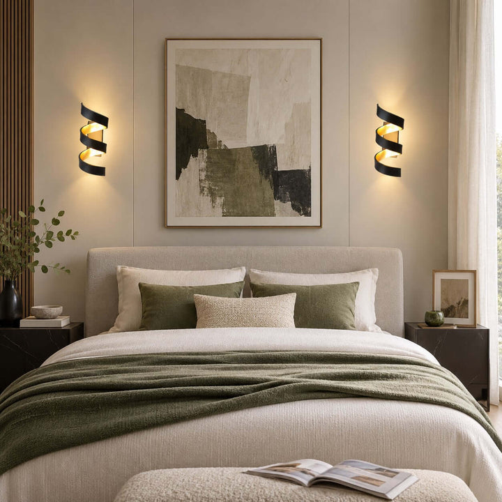 Velisse Wall Sconce - Modern Black and Gold Spiral Wall Sconce