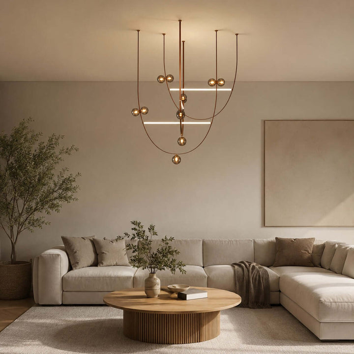 Leather Glass Chandelier for Stairwells and Foyers | Vinlighting