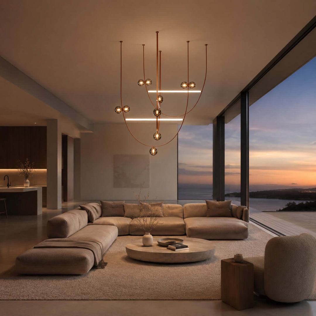 Leather Glass Chandelier for Stairwells and Foyers | Vinlighting