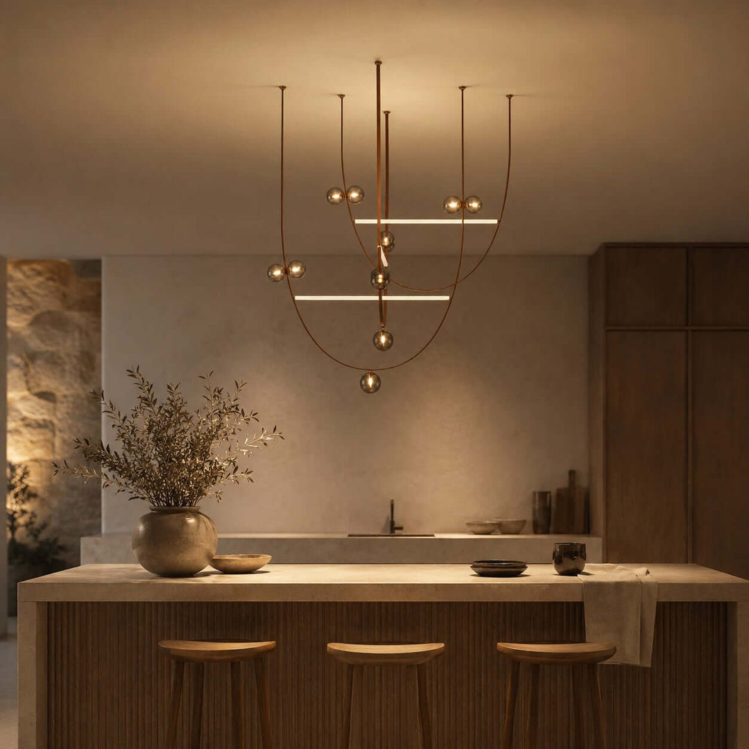 Leather Glass Chandelier for Stairwells and Foyers | Vinlighting