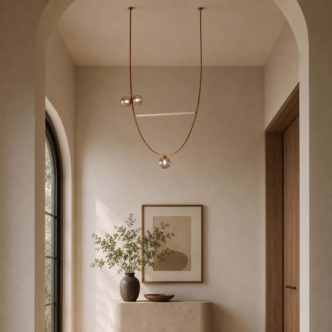 Leather Glass Chandelier for Stairwells and Foyers | Vinlighting