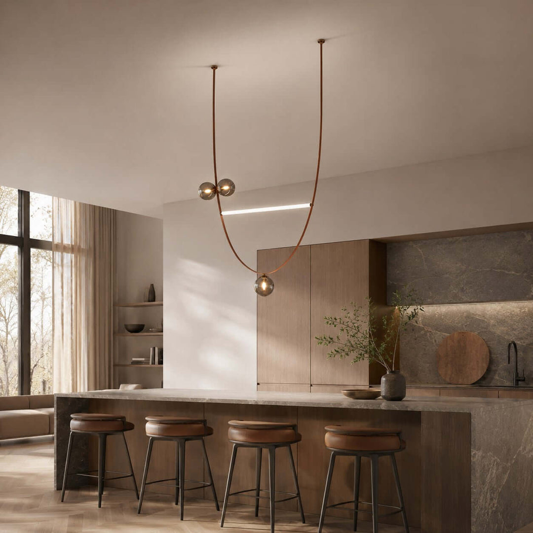 Leather Glass Chandelier for Stairwells and Foyers | Vinlighting