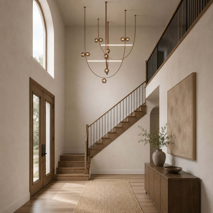 Leather Glass Chandelier for Stairwells and Foyers | Vinlighting