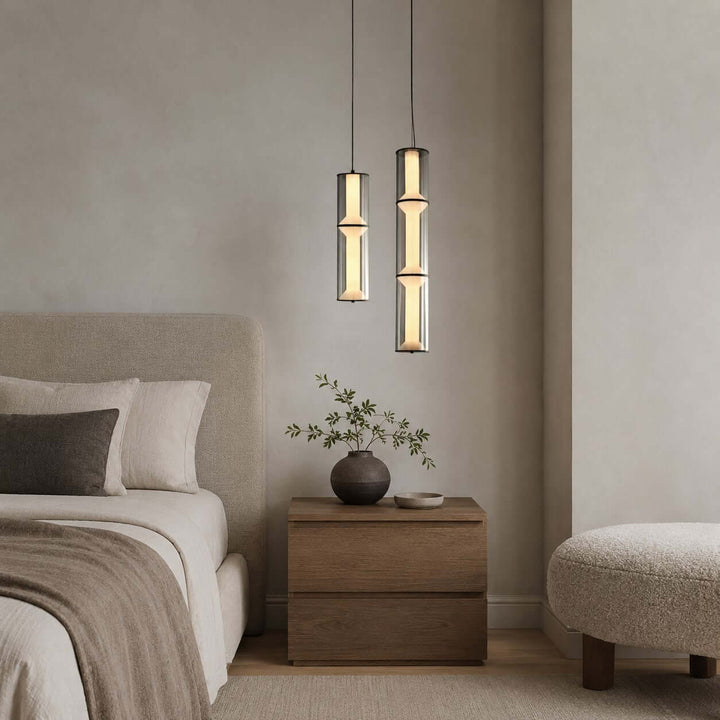 Vellore Pendant Light - Smoked Glass Bamboo Pendant for Dining | Vinlighting