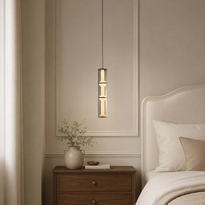 Vellore Pendant Light - Smoked Glass Bamboo Pendant for Dining | Vinlighting