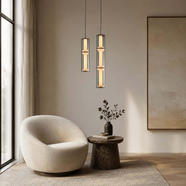 Vellore Pendant Light - Smoked Glass Bamboo Pendant for Dining | Vinlighting