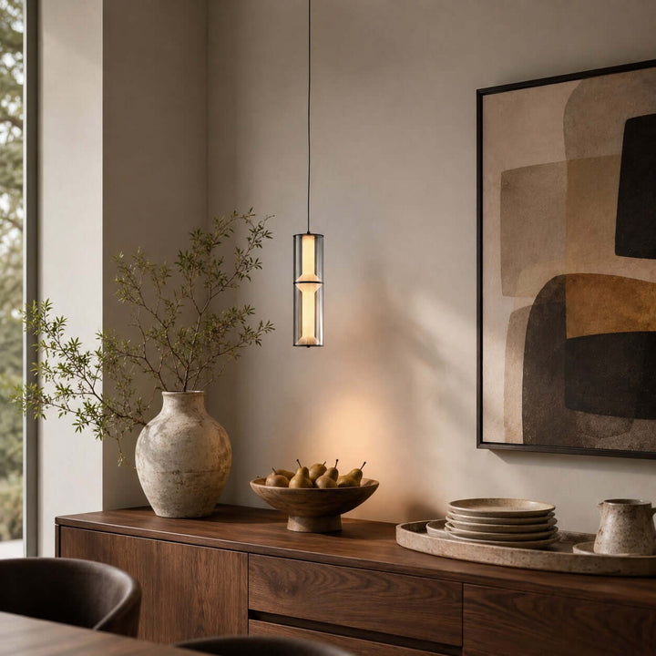 Vellore Pendant Light - Smoked Glass Bamboo Pendant for Dining | Vinlighting