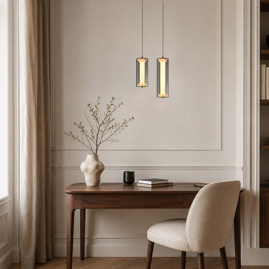 Vellore Pendant Light - Smoked Glass Bamboo Pendant for Dining | Vinlighting