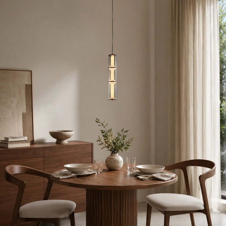 Vellore Pendant Light - Smoked Glass Bamboo Pendant for Dining | Vinlighting
