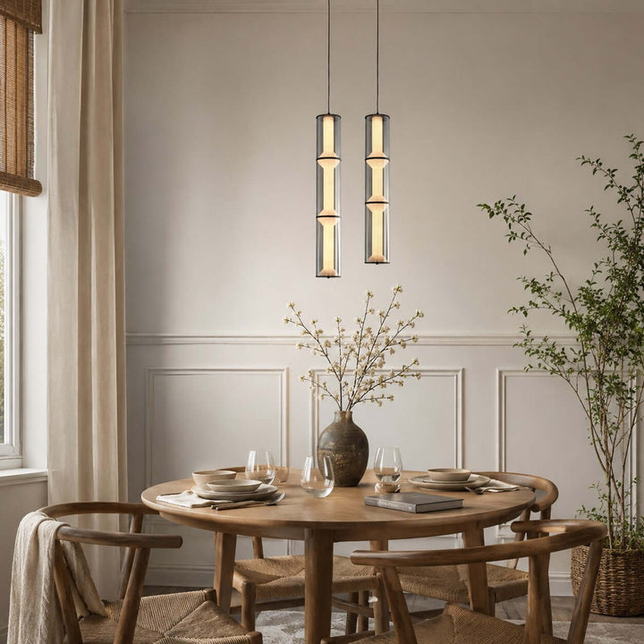 Vellore Pendant Light - Smoked Glass Bamboo Pendant for Dining | Vinlighting