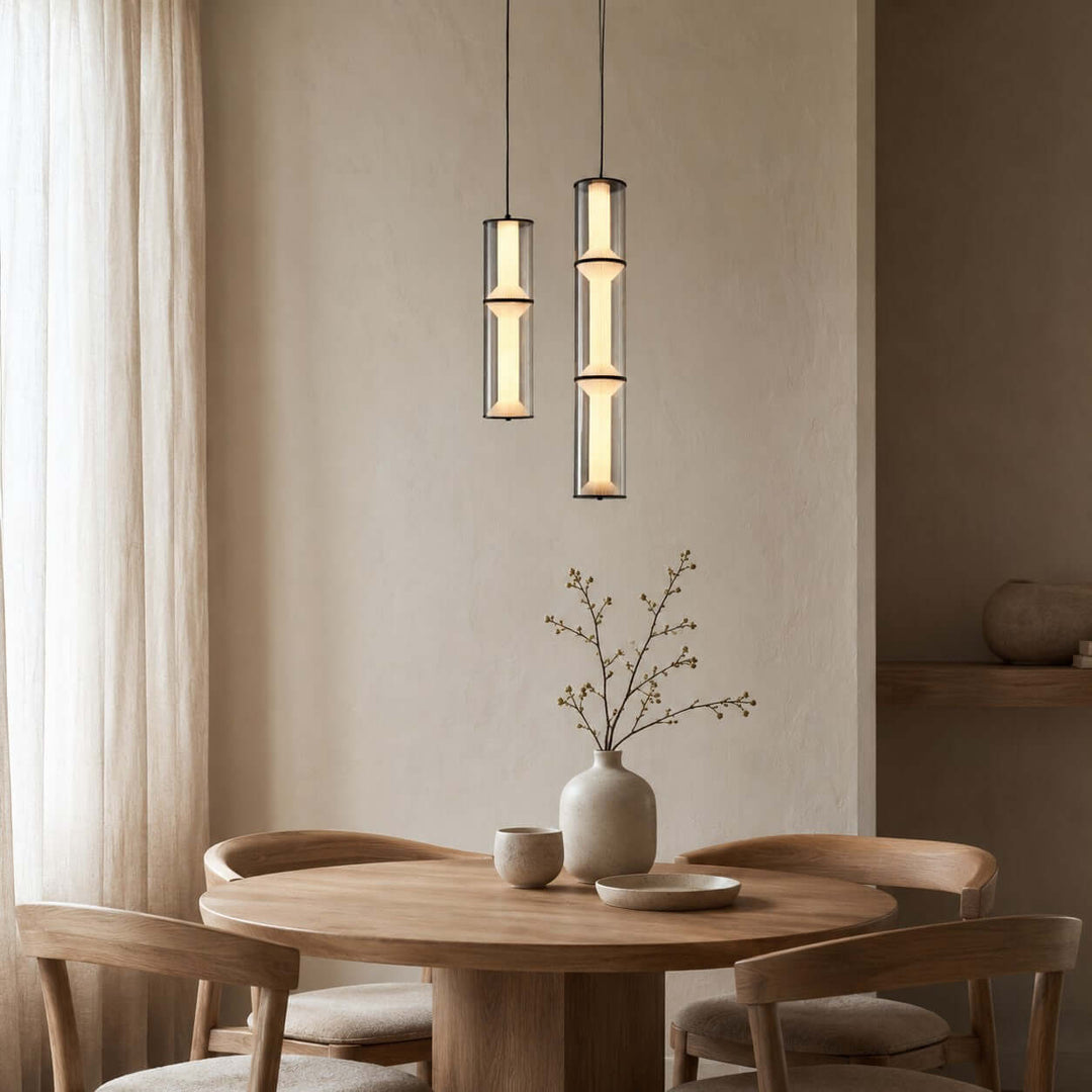 Vellore Pendant Light - Smoked Glass Bamboo Pendant for Dining | Vinlighting