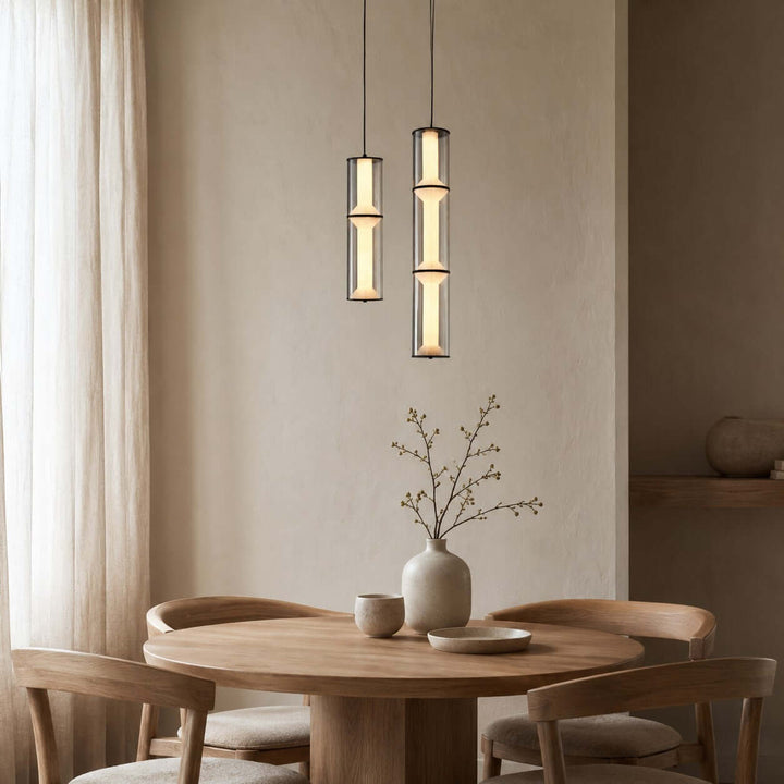 Vellore Pendant Light - Smoked Glass Bamboo Pendant for Dining | Vinlighting