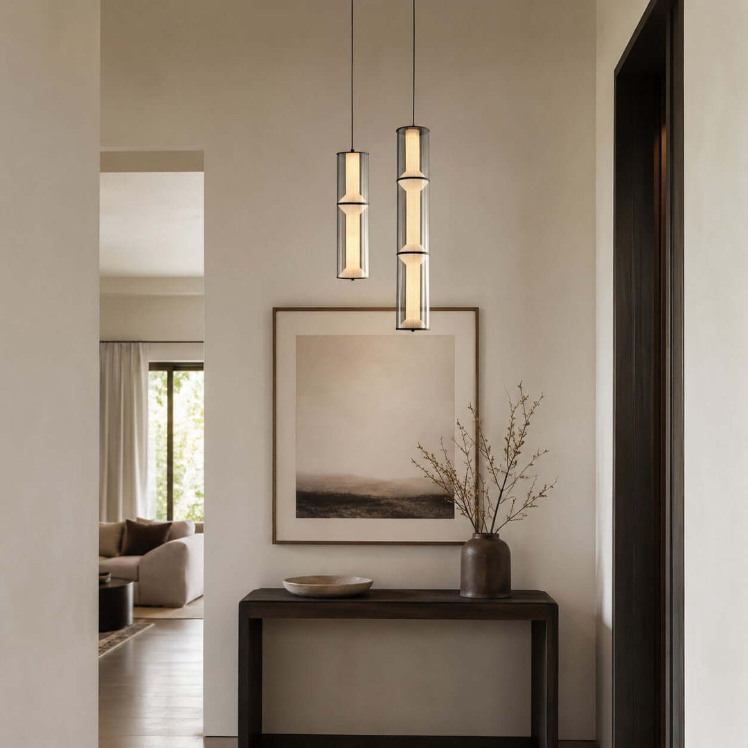 Vellore Pendant Light - Smoked Glass Bamboo Pendant for Dining | Vinlighting