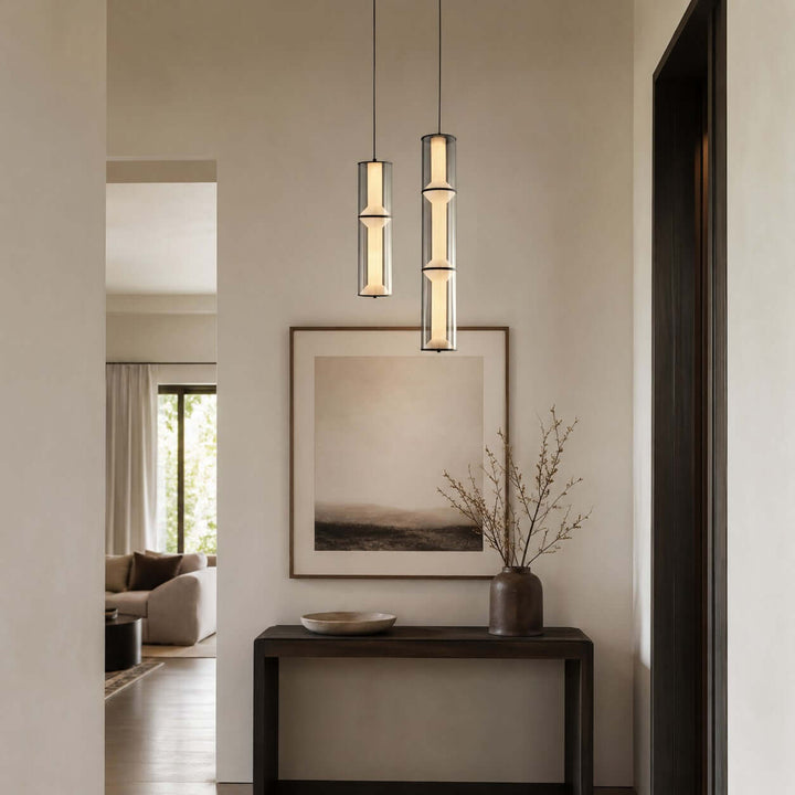 Vellore Pendant Light - Smoked Glass Bamboo Pendant for Dining | Vinlighting