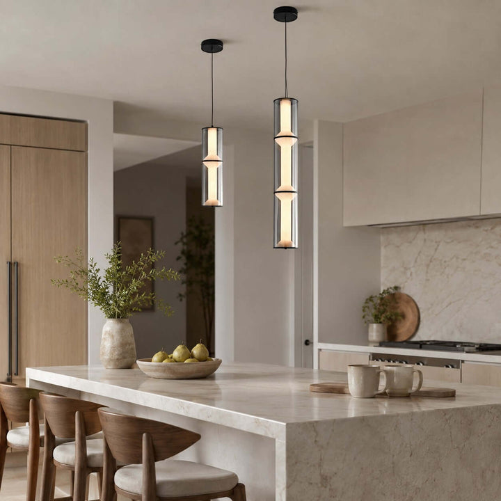 Vellore Pendant Light - Smoked Glass Bamboo Pendant for Dining | Vinlighting