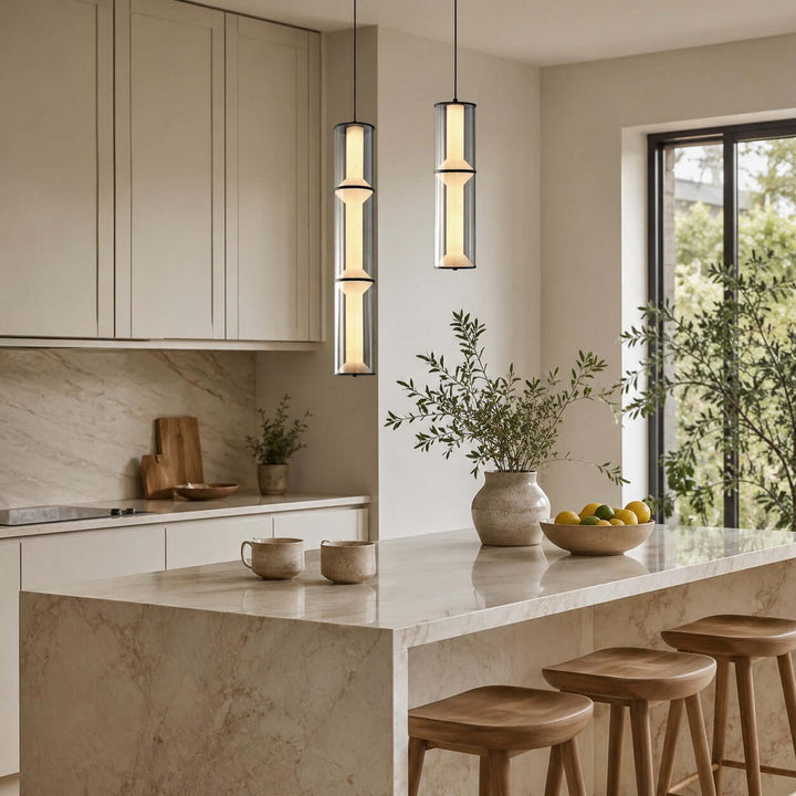 Vellore Pendant Light - Smoked Glass Bamboo Pendant for Dining | Vinlighting
