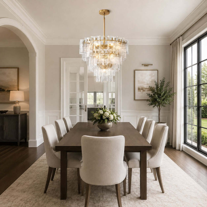 Modern Glass Velmora Chandelier for High-Ceiling Living Room Decor