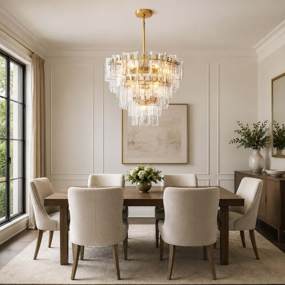 Modern Glass Velmora Chandelier for High-Ceiling Living Room Decor