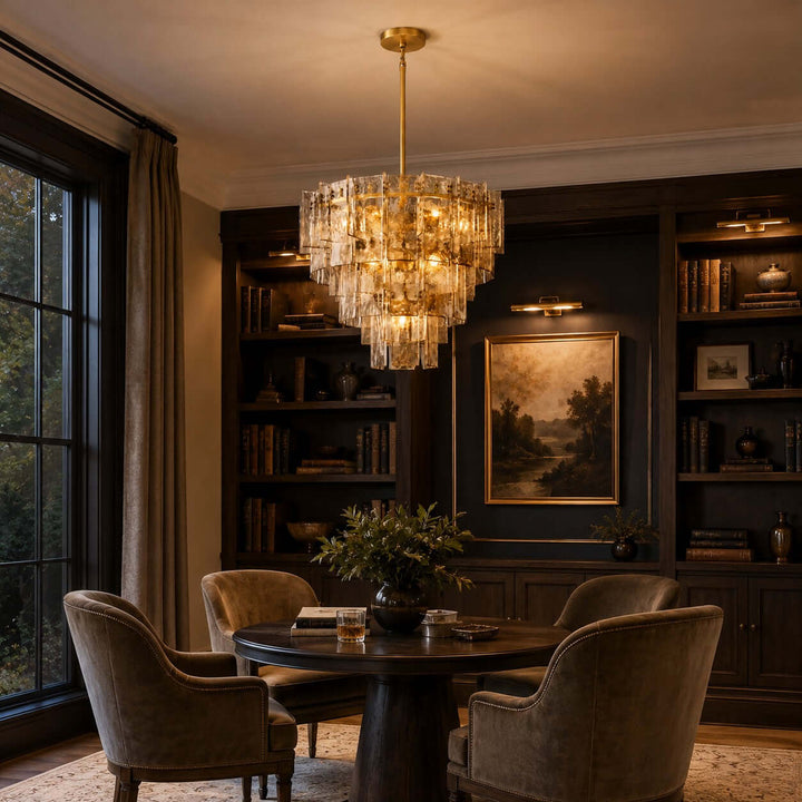 Modern Glass Velmora Chandelier for High-Ceiling Living Room Decor