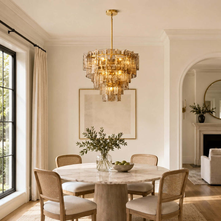 Modern Glass Velmora Chandelier for High-Ceiling Living Room Decor