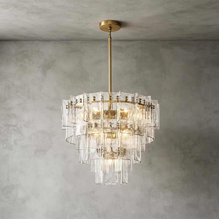 Modern Glass Velmora Chandelier for High-Ceiling Living Room Decor