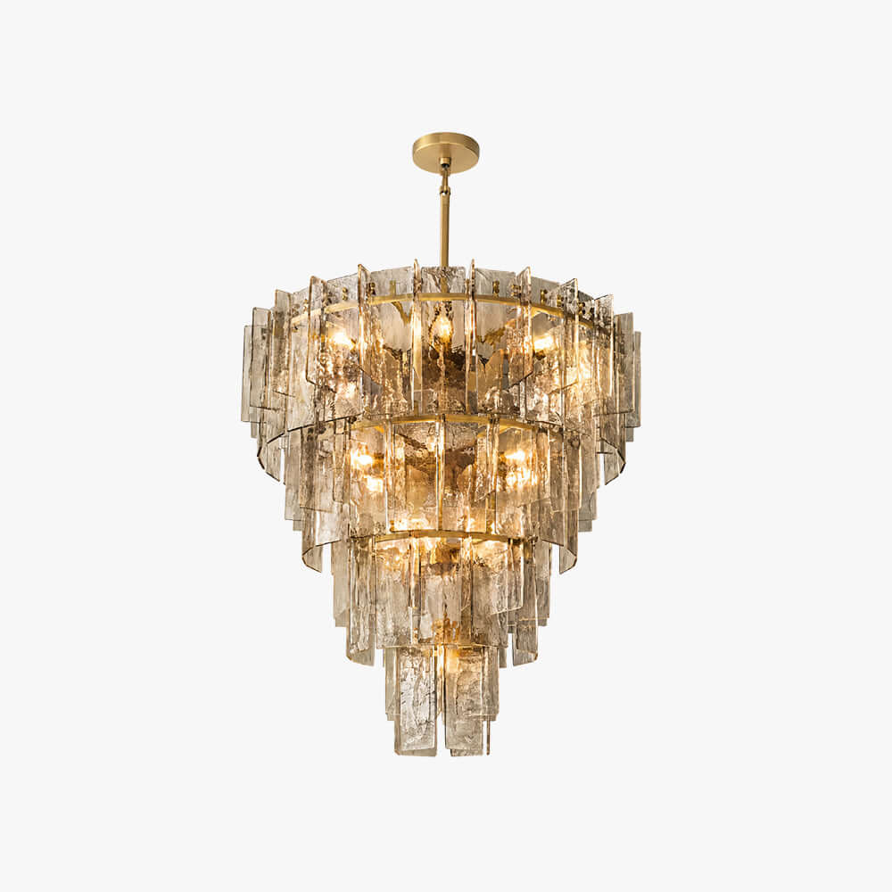 Modern Glass Velmora Chandelier for High-Ceiling Living Room Decor